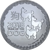 Серебряная монета 1oz Год Собаки 2 доллара 2018 НИУЭ