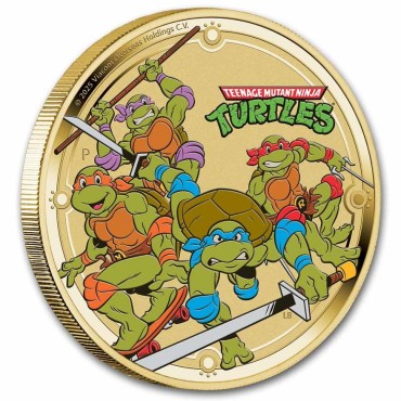 Монета Черепашки-Ніндзя 1 долар 2025 Тувалу (кольорова)