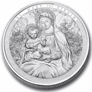 Серебряная монета 1oz Святая Дева Мария 5 седи 2025 Гана (пруф)