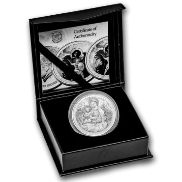 Срібна монета 1oz Свята Діва Марія 5 седи 2025 Гана (пруф)