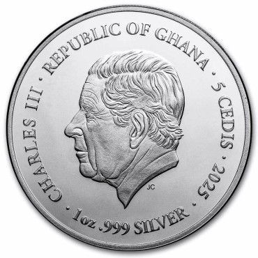 Серебряная монета 1oz Святой Михаил 5 седи 2025 Гана (пруф)