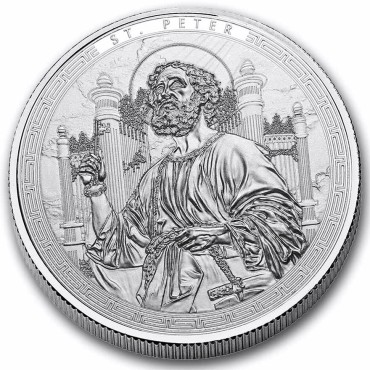 Срібна монета 1oz Святий Петро 5 седі 2025 Гана (пруф)