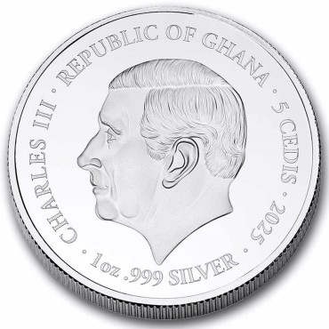 Серебряная монета 1oz Святой Петр 5 седи 2025 Гана (пруф)