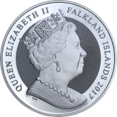 Серебряная монета 1oz Британия Правит Волнами 1 краун 2017 Фолклендские острова