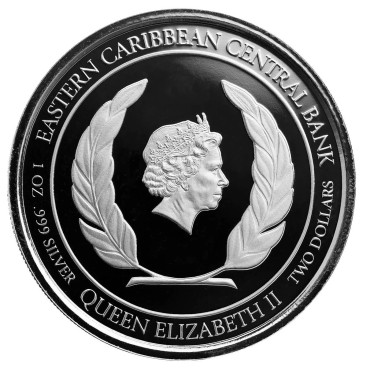 Серебряная монета 1oz Сент-Винсент и Гренадины 2 доллара 2022 Восточные Карибы (цветная)