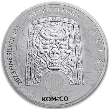 Серебряная монета 1oz Воин Chiwoo Cheonwang 1 clay 2023 Корея