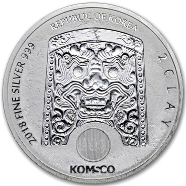 Серебряная монета 2oz Воин Chiwoo Cheonwang 2 clay 2018 Корея