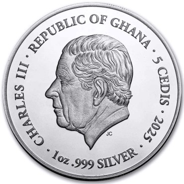 Срібна монета 1oz Святий Йосип 5 седі 2025 Гана (пруф)