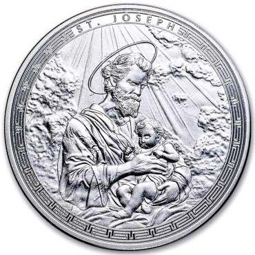 Серебряная монета 1oz Святой Иосиф 5 седи 2025 Гана (пруф)