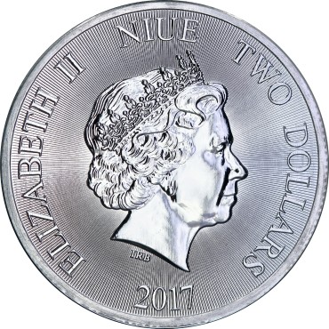 Срібна монета 1oz Африканський Лев 2 долари 2017 Ніуе