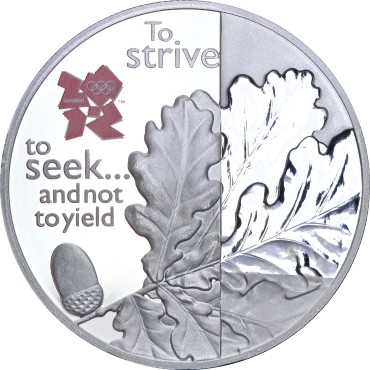 Срібна монета Британський Дуб "XXX Літні Олімпійські Ігри" 5 фунтів стерлінгів 2010 Великобританія