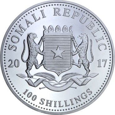 Срібна монета 1oz Слон 100 шилінгів 2017 Сомалі