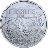 Серебряная монета 1oz Африканский Лев 5000 франков 2015 Бурунди