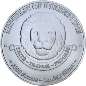Серебряная монета 1oz Африканский Лев 5000 франков 2015 Бурунди