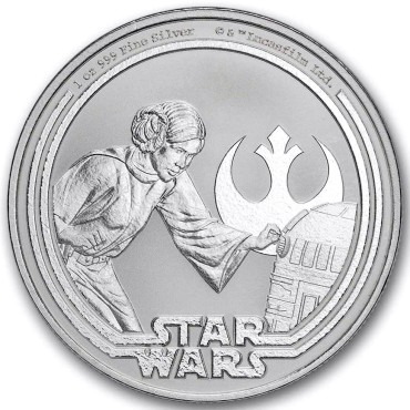 Срібна монета 1oz Принцеса Лея "Зоряні Війни" 2 долари 2025 Ніуе