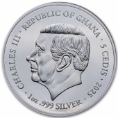 Серебряная монета 1oz Мученичество 12 Апостолов: Иаков 5 седи 2025 Гана (пруф)