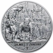 Срібна монета 1oz Мучеництво 12 Апостолів: Яків 5 седі 2025 Гана (пруф)