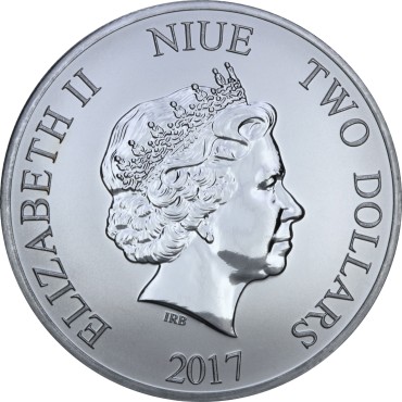 Серебряная монета 1oz Черепаха 2 доллара 2017 Ниуэ