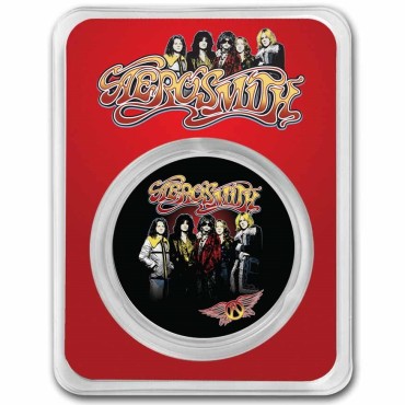 Серебряная монета 1oz Aerosmith 50-летие 2 доллара 2023 Ниуэ (цветная)