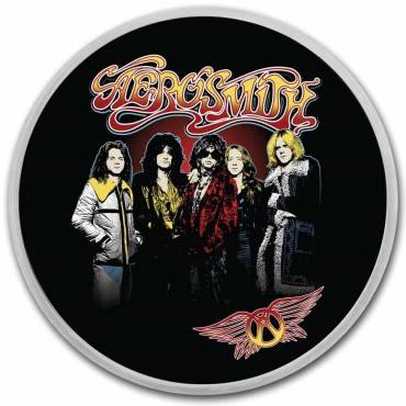 Срібна монета 1oz Aerosmith 50-річчя 2 долари 2023 Ніуе (кольорова)