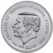 Серебряная монета 1oz Мученичество 12 Апостолов: Иуда 5 седи 2025 Гана (пруф, цветная)