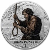 Срібна монета 1oz Мучеництво 12 Апостолів: Юда 5 седі 2025 Гана (пруф, кольорова)
