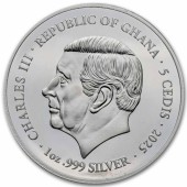 Срібна монета 1oz Мучеництво 12 Апостолів: Яків 5 седі 2025 Гана (пруф, кольорова)