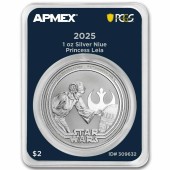 Срібна монета 1oz Принцеса Лея "Зоряні Війни" 2 долари 2025 Ніуе (MD Premier + PCGS FirstStrike®)