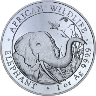 Серебряная монета 1oz Слон 100 шилингов 2018 Сомали