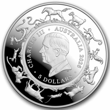 Срібна монета 1oz Рік Коня 5 доларів 2026 Австралія (пруф, опукла)