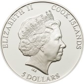 Серебряная монета С Новым Годом 5 долларов 2012 Острова Кука (пруф, цветная)