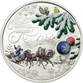 Срібна монета З Новим Роком 5 доларів 2012 Острови Кука (пруф, кольорова)