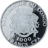 Серебряная монета 1oz Христос Воскрес 1000 франков КФА 2011 Конго (пруф, цветная)