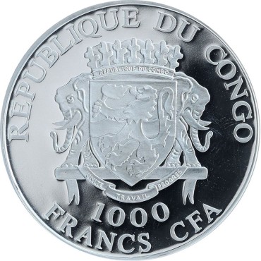 Срібна монета 1oz Христос Воскрес 1000 франків КФА 2011 Конго (пруф, кольорова)