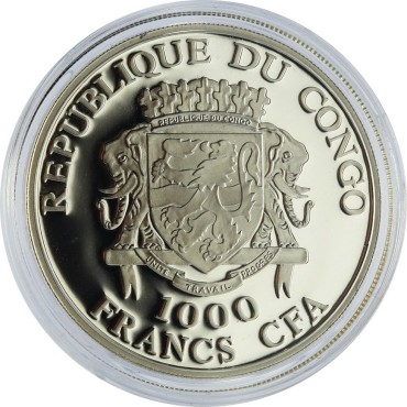 Срібна монета 1oz Христос Воскрес 1000 франків КФА 2011 Конго (пруф, кольорова)