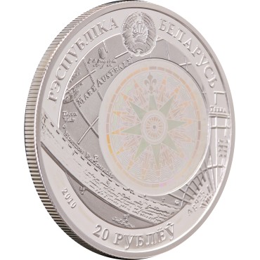 Серебряная монета Америго Веспуччи 20 рублей 2010 Беларусь