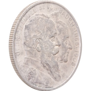 Серебряная монета 2 марки 1906 Баден Германская Империя