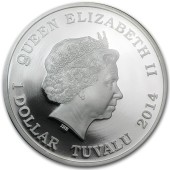 Срібна монета 1oz Рік Коня "Багатство" 1 долар 2014 Тувалу (кольорова)