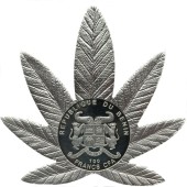 Монета Cannabis Sativa (Маріхуана) 100 франків КФА долар 2011 Бенін (кольорова, посріблена)