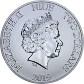Срібна монета 1oz Рік Свині 2 долара 2019 НІУЕ