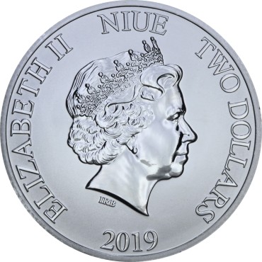 Серебряная монета 1oz Год Свиньи 2 доллара 2019 НИУЭ