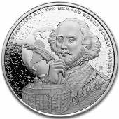 Срібна монета 1oz Ікони Інновацій: Вільям Шекспір 2 долари 2024 Ніуе (пруф)