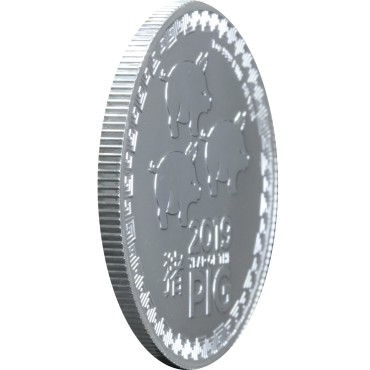 Срібна монета 1oz Рік Свині 2 долара 2019 НІУЕ