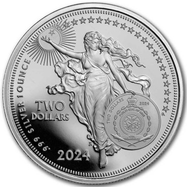 Срібна монета 1oz Ікони Інновацій: Людвіг ван Бетховен 2 долари 2024 Ніуе (пруф)