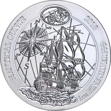 Срібна монета 1oz Корабль Індевор 50 франків 2018 Руанда