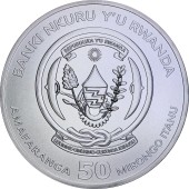 Серебряная монета 1oz Корабль Индевор 50 франков 2018 Руанда
