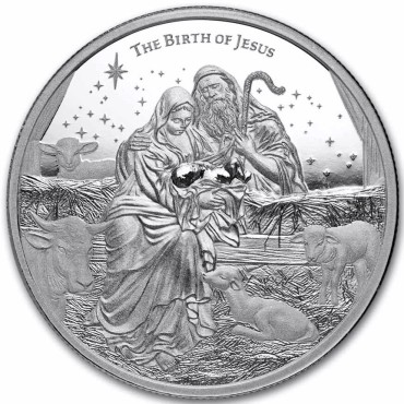 Срібна монета 1oz Чудеса Христа: Різдво Христове 2 долари 2025 Ніуе