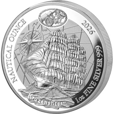 Срібна монета 1oz Корабель Крузенштерн 50 франків 2026 Руанда