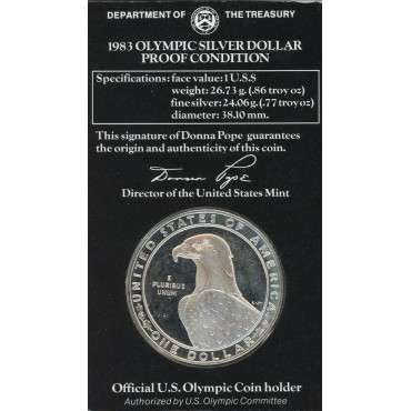 Срібна монета Дискобол "XXIII літні Олімпійські Ігри" 1 долар 1983 США