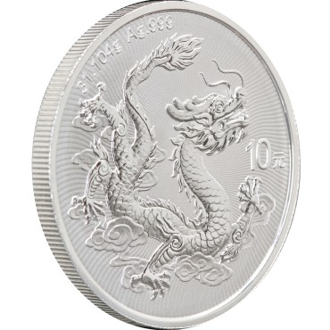 Серебряная монета 1oz Дракон 10 юаней 2026 Китай